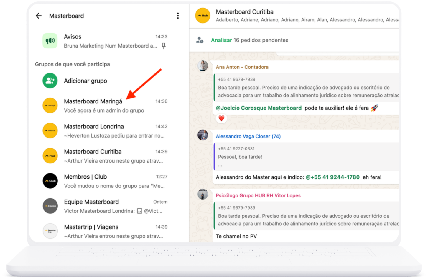Prévia do grupo Masterboard Maringá no WhatsApp