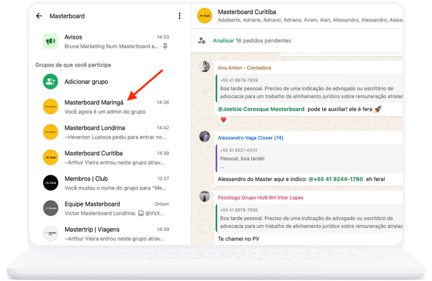 Prévia do grupo Masterboard Maringá no WhatsApp